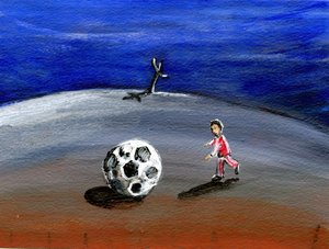 I Found a Great Big Football, 2005, (olja på papper) av Gigi Sudbury